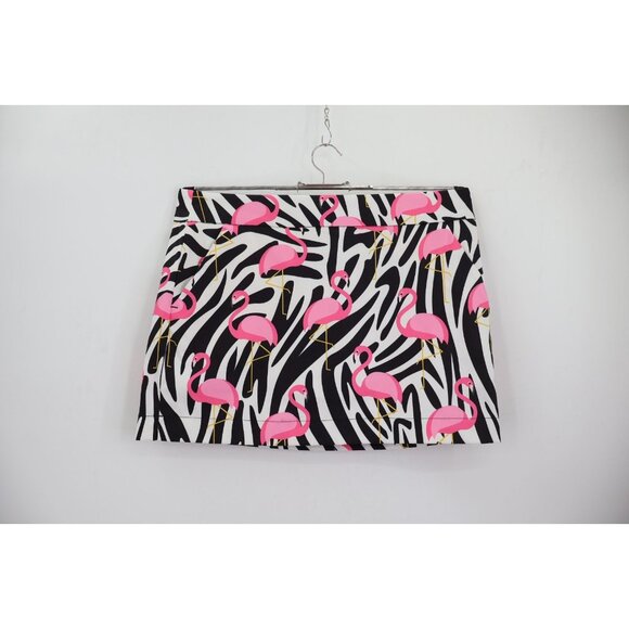 Loudmouth Golf Womens Skort Skirt Size 10 Flamingo Zebra Tropical Pickleball - Picture 2 of 10
